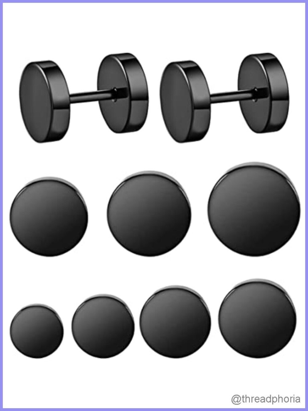Stainless Steel Round Stud Earrings Set Push Back for Men Women